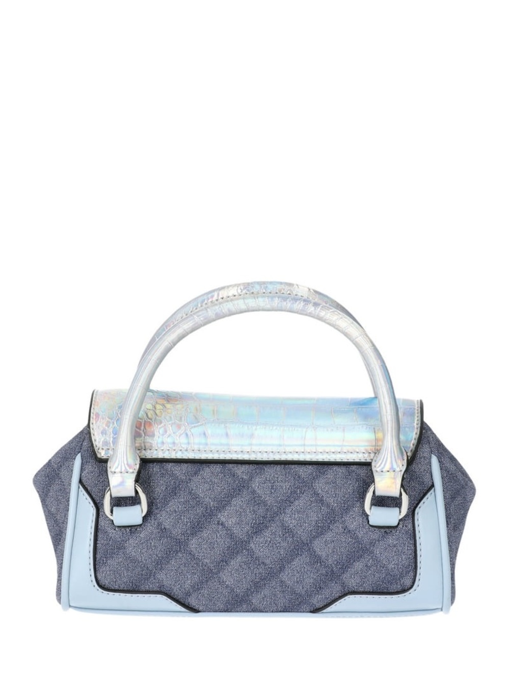 Aris Iridescent Flap Denim Satchel in Light Blue - Picture 9 of 9